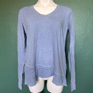 Wilt Made In USA Medium Light Dusty Blue Shirt Long Sleeve Flowy Tiered Top